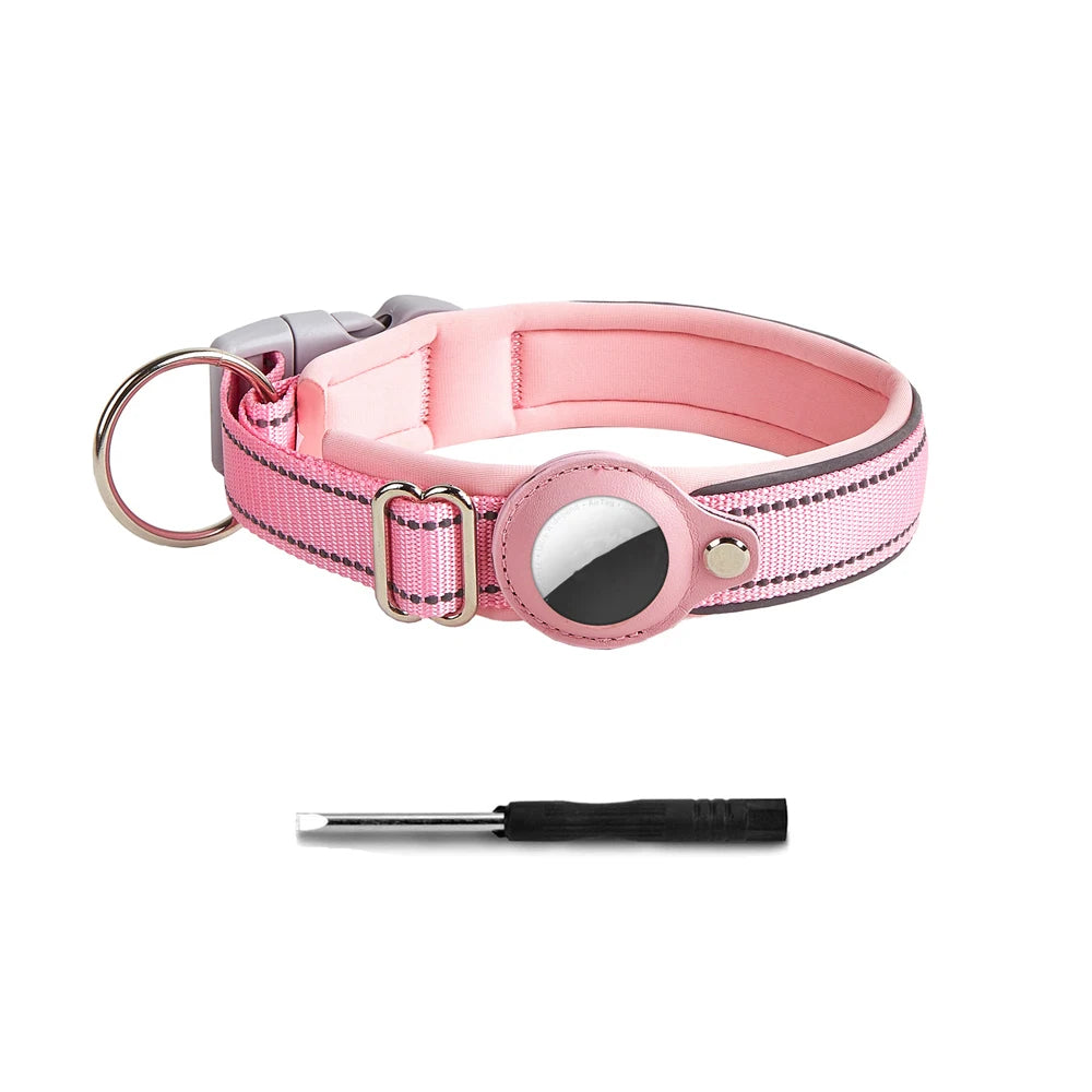 Reflective AirTag Dog Collar, Heavy Duty Dog Collar with Adjustable AirTag Holder Case Accessories for Small Medium Large Dogs