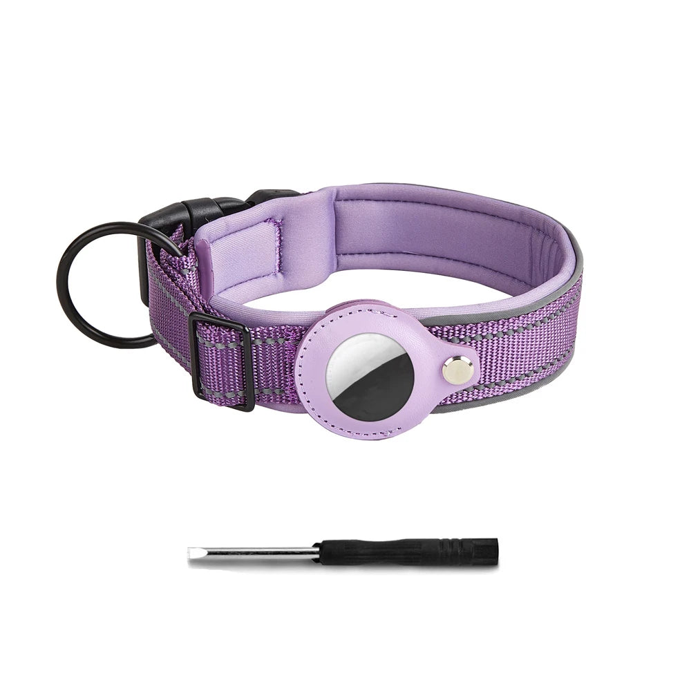 Reflective AirTag Dog Collar, Heavy Duty Dog Collar with Adjustable AirTag Holder Case Accessories for Small Medium Large Dogs
