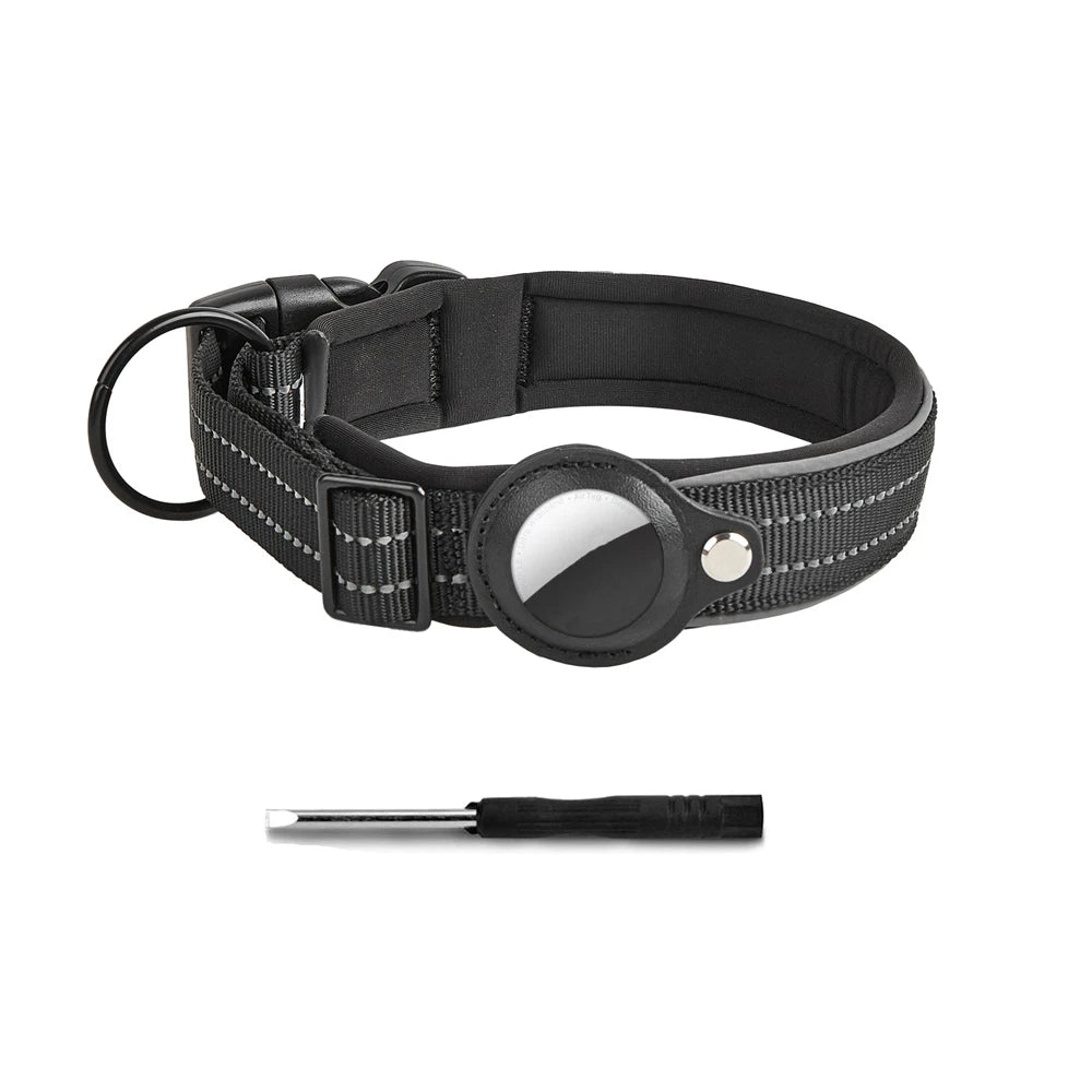 Reflective AirTag Dog Collar, Heavy Duty Dog Collar with Adjustable AirTag Holder Case Accessories for Small Medium Large Dogs